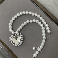 (5306necklace54170) Newest Love Pearl Necklace  Women's Light Luxury Versatile Earrings  High-end Feeling Bracelet Jewelry Set