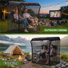 Mosquitera de 64,5" X 59" X 39" para Silla con Dosel Doble, Color Negro, Antimosquitos, para Exteriores, Impermeable (Solo la Mosquitera)