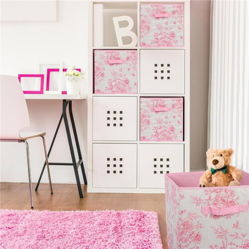 6 Pack  Floral  Storage Bins 12.5" X 12.5" Fabric Storage Baskets with Handles Organizer Boxes 2