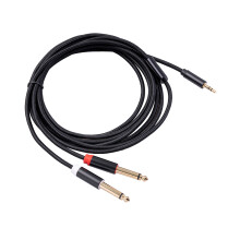 1St Zwarte Audiokabel Met Duurzame Aluminium Behuizing En Goudplug