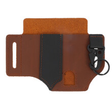 1St Leren Camping Belt Pouch Met Clip Voor Sleutel & Zaklamp