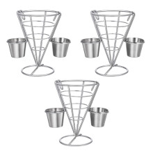 3St Metalen Frietrekken Cone Voor Snacks En Desserts