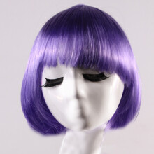 (Purple) Trendy Bob Wig for Halloween - Gold & Red