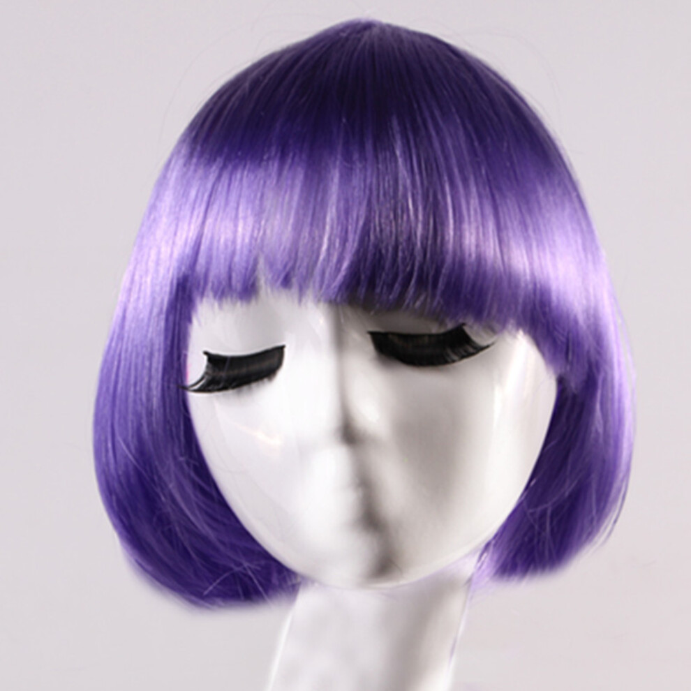 Hue-Grain (Purple) Trendy Bob Wig For Halloween - Gold & Red