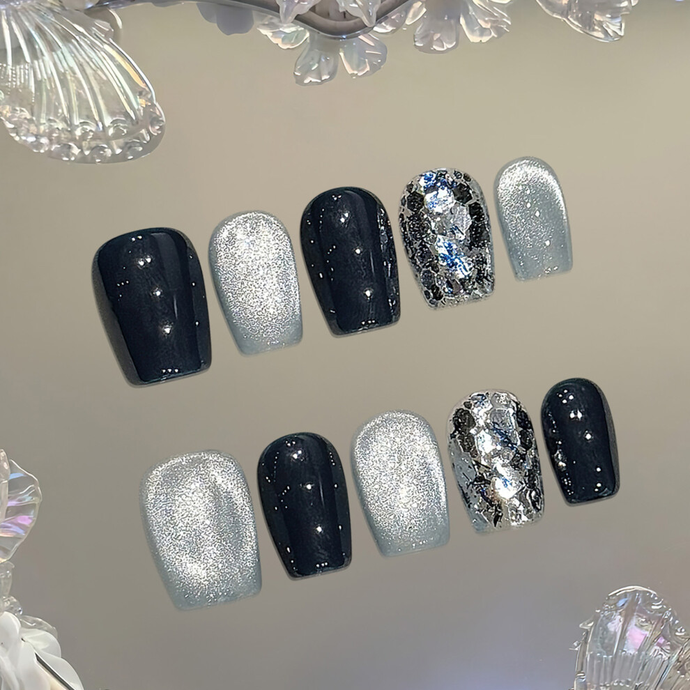 Bright-Home (Xs) Cat Eyes Sqaure Resin Nail Extension Chip-Proof Smudge-Proof Fake Nails For Girlfriend Wife Women And Girl