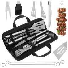 9-teiliges Grillbesteck-Set aus Edelstahl mit Etui