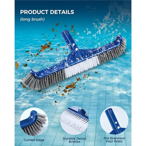 Pool Brush  Set Includes Long Brush,Rotatable Handheld Pole Brush,Sponge Brush for Pool Floors/Corners/Steps 1