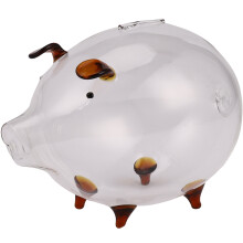 Pig Piggy Bank Money Boxes Coin Saving Box Cute Transparent Glass Souvenir Birthday Gift For Children Kids-Brown