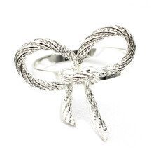 10 Pcs Silver Napkin Ring with Butterfly Bow Tie,Napkin Buckle for Hotel & Restaurant