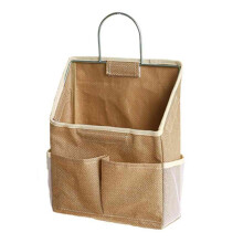 Hanging Storage Bag Dormitory Wall Wall Door Wardrobe Desktop Fabric Bag CD Magazine Organization Basket,Jute