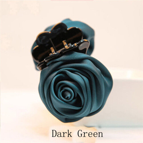 (Dark Green) Women\'s Rose Hair Clip Claw Accessory