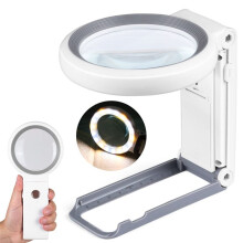 30X40X Foldable Handheld Magnifying Lenses 18LED Illuminated Lighted Magnifier for Seniors Reading,Close Work,Coins