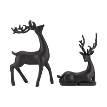 Reindeer Figurines Set of 2 Resin Deer Statues Elk Sculpture Deer Ornaments for Living Room TV/Wine Cabinet Home Decor B