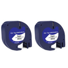 2 Pack Compatible Label Tape Replacement for Letratag Black White Plastic Label Tape for LetraTag Label Maker