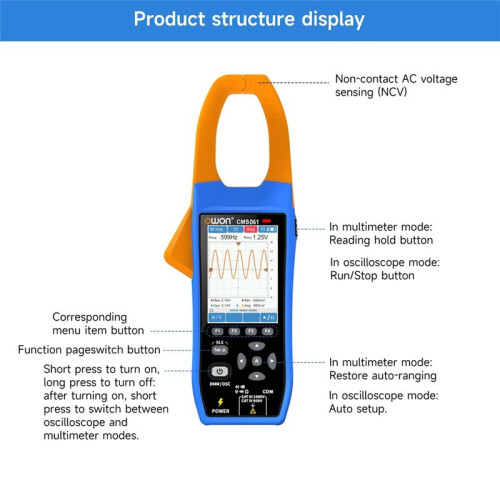 OWON 3 in 1 AC/ Clamp Teter CMS061 600A Digital Oscilloscope with  Recorder Function Meter NCV Multifunction Meter 2