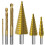 6-Piece Stepped Serrated Drill Bit Set Triangular Shank Titanium Alloy Coated Straight  Serrated 3