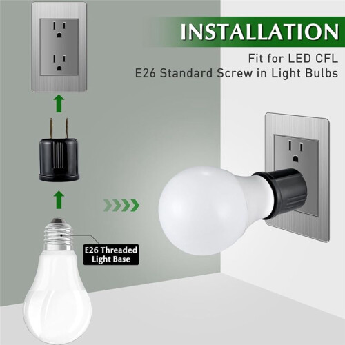 Outlet to Socket Adapter Plug-in Light Socket Convert Outlet to Light Bulb Socket Polarized US Plug 2
