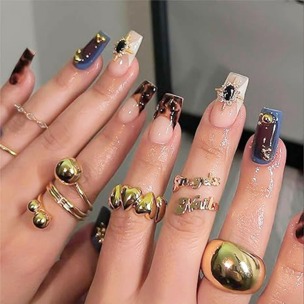 Phui-Pet-Supplies Rhinestone Fake Nails For Women - Party & Wedding