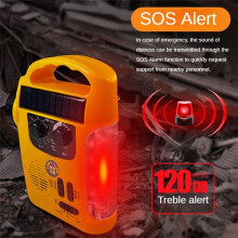 Kieszonkowe Radio Awaryjne z Korbką 1200 MAh AM/FM Radio Solarne z Latarką LED i Alarmem SOS do Przygód na Świeżym Powietrzu i na Kempingu