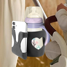 (Black) Stroller Cup & Phone Holder - Lightweight & Portable