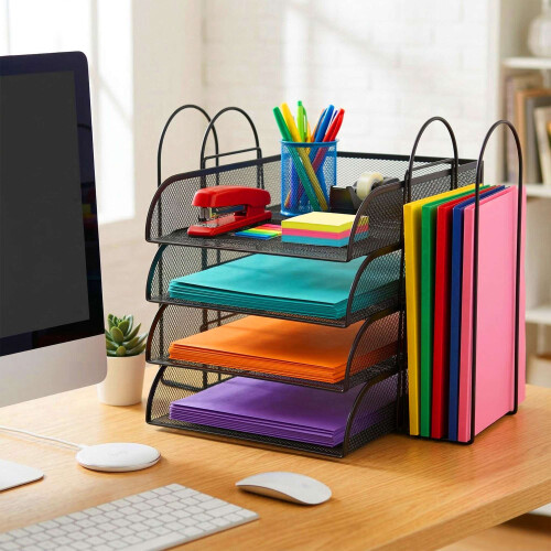 Dokumentenablage-Organizer, 4-Fächer A4, stapelbar
