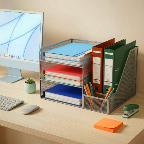 Schreibtisch-Organizer, Metallgitter, 5 Fächer