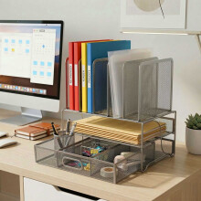Schreibtisch-Organizer, 6 Fächer, Schublade, Stahlgitter