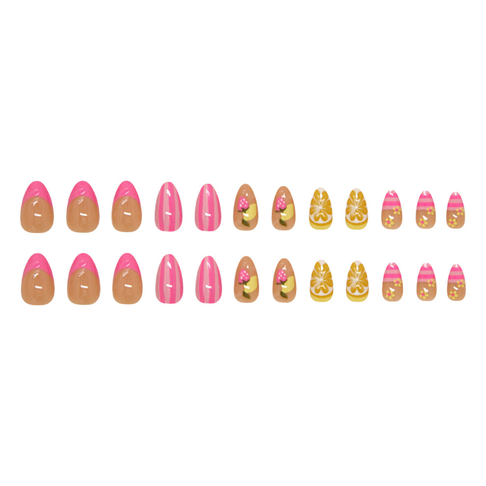Reach-Tools 24Pcs Strawberry Print Glossy Fake Nails For Women