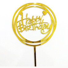 (Gold) Kids Birthday Cake Toppers - 50pcs