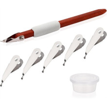 Pottery Carving Tools Set 5 Stainless Steel Blades & Pear Wood Handle,Sculpture Scraper Modelling Tools for Clay B