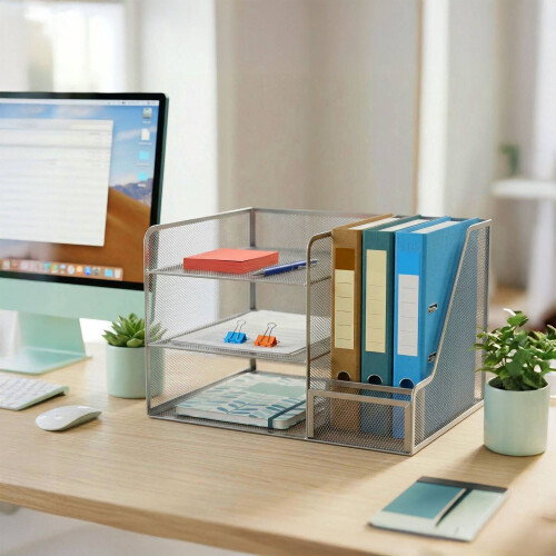 Schreibtisch-Organizer, Metallgitter, 5 Fächer 2