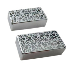 Pickup Cover Cupronickel 50mm and 52mm Pole Spacing Hollowed Out Pattern Pickups Frame Set for LP Guitar Silver