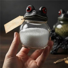 3pcs Vintage ApothecarySpice Jars, Witch & Frog Gothic Style Glass Jars with Screw Top Lid, Kitchen HerbStorage