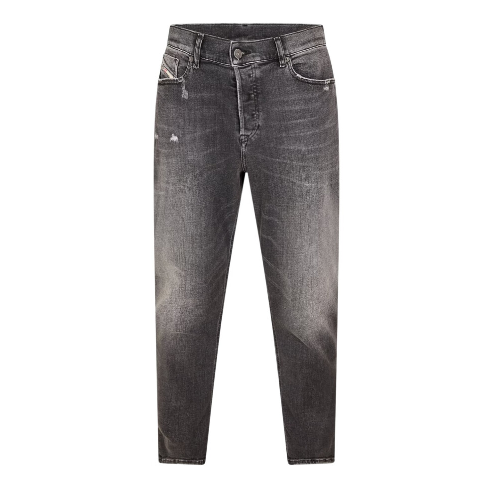 Diesel (31R, Black/Grey/Denim) Mens D-Fining Tapered Jeans