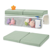 Bath Kneeler and Elbow Rest Pad Set , Baby Bath Kneeler Pads, Anti-Slip Cozy Knee & Arm Support Bathtub Mat Green