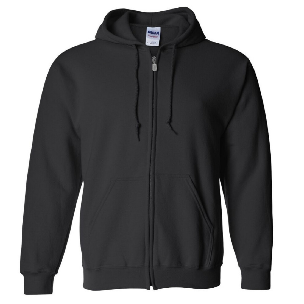 Gildan (S, Black) Heavy Blend Unisex Adult Full Zip Hooded Sweatshirt Top