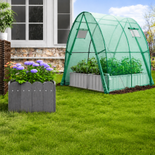 Raised Greenhouse Garden Set (2-Piece) – HDPE Planter Box Duo & Walk-In PE Greenhouse