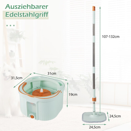 Laundry Day Cleaning Set (2-Piece) – Folding 2-Tier Drying Rack & Spin Mop Bucket System