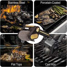 Cordless Electric Grill Cleaner - Rechargeable BBQ Tool with 350 RPM Stainless Steel Roller & Built-in LED Light
