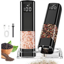 Electric Salt and Pepper Grinder Set with Digital Display,Automatic Salt Pepper Mill Grinder Adjustable Coarseness