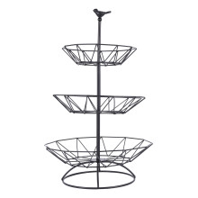 Countertop Fruit Basket Holder Decorative Tabletop Stand Perfect for Vegetables, Snacks, Household Items, 3 Tier Black