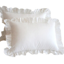 2Pcs White Pillowcase Bedding Cotton Solid Ruffle Pillow Sham Princess European Pillow Cover Protector 48x74cm