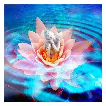 Korsstygnskit för DiamantmåLning med Diamantbroderi "Lotus Buddha" MåLning Rund Diamant Heminredningspresent