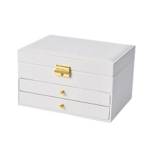 SmyckesföRvaringsbox Pu-LäDer Multifunktionell Europeisk Princess-FöRvaringslåDa med Stor Kapacitet FöDelsedagspresent för BröLlopspresent(A)