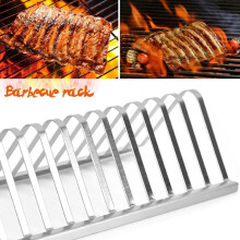 Rostfritt Stål Grillhållare Rökning Ribbställ Grillning BBQ Utomhus Stekställ Picknickredskap 1st