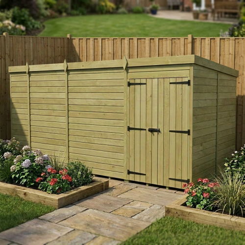 17 x 7 Pent Shed Tanalised (Double Door, No Windows)