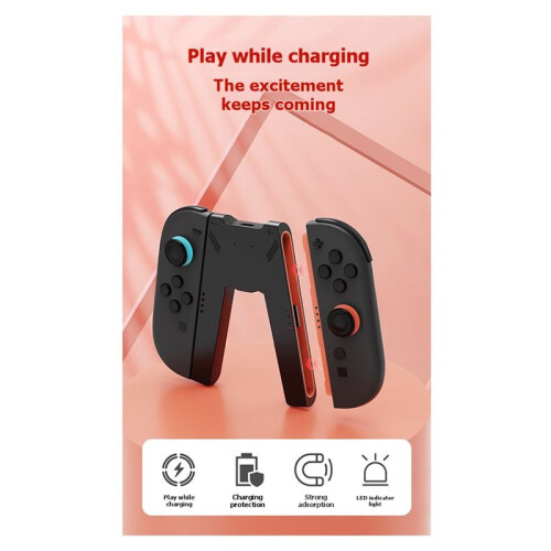 Magnetic Charging Grip for   2  Dual Handheld Charger with Fast Charging LED Indicator White 2