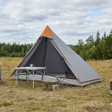 vidaXL Backpacking Tent Grey and Orange 222 x 85 x 125 cm