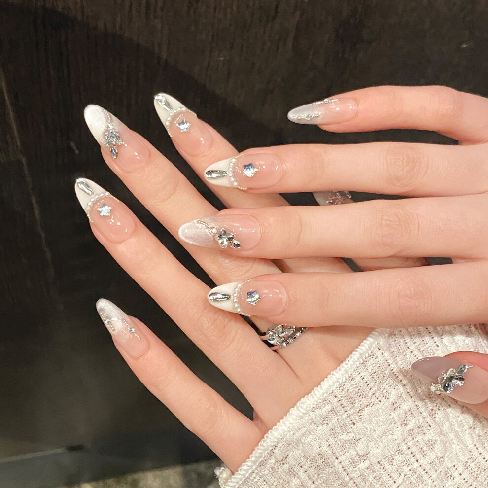 Bright-Home (Xs) Nude Press On Nails With Cat Eyes Tip Reusable Long Lasting Press On Nails For Fingernail Diy Decoration