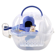 HamsterTravel Carrier,Portable Carrier with Silent Exercise Wheels Water Bottle Food Dish 2Tiers Breathable Carry Case C